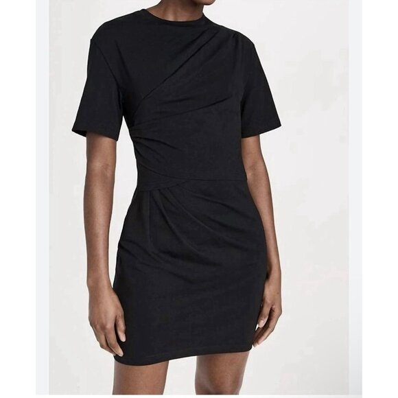 Jonathan Simkhai Zeus Draped T-Shirt Mini Dress In Black XS - Picture 1 of 9
